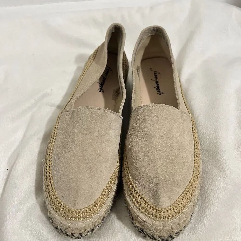 Free People Eden Double Stack Espadrilles Shoes Size 41 / US 10 Beige Bohemian